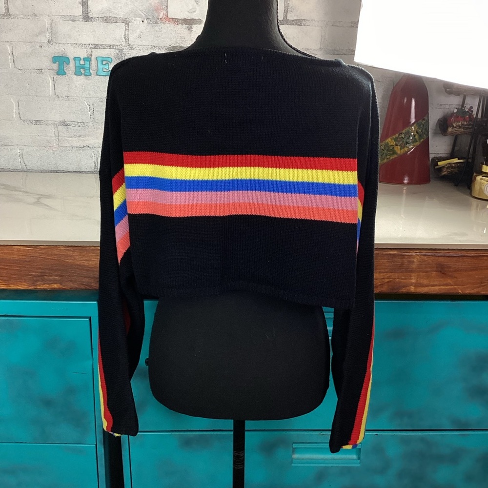 Fashion Nova Women’s OVERSIZED Knit Crop Multicolor Striped Sweater, Size XS